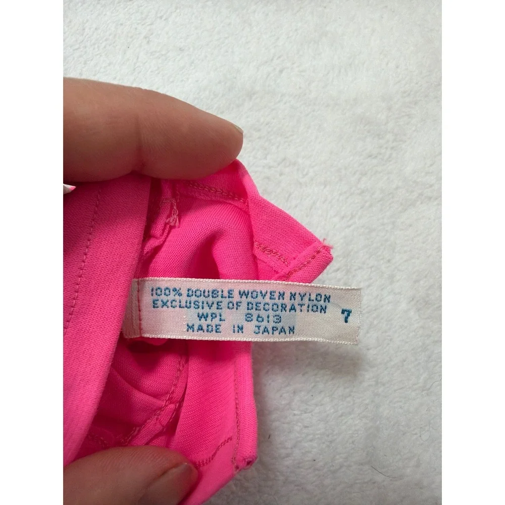 NOS VTG 70s Reigning Beauty Gloves Womens 7 Pink Nylon Double Button Japan